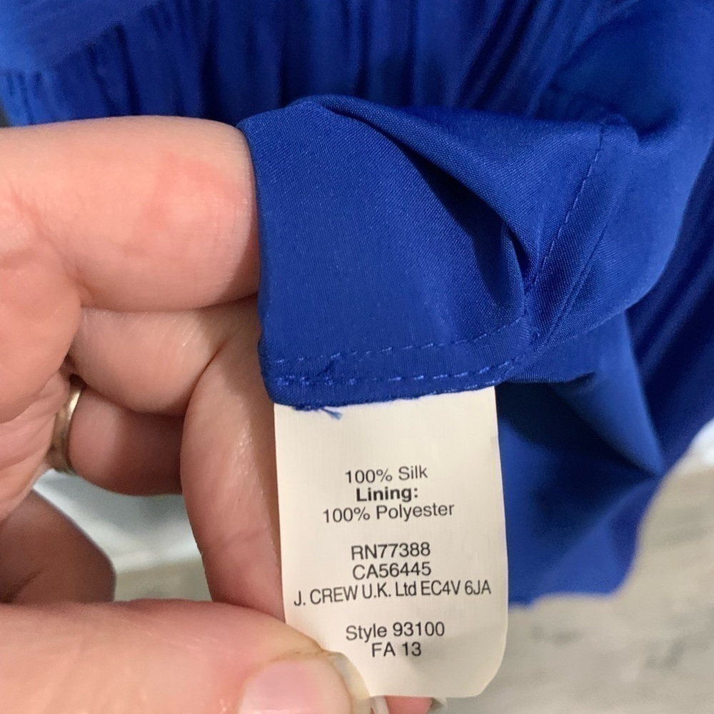 J Crew Silk Chiffon Heidi Dress Blue Cove Size 12 - Picture 5 of 5